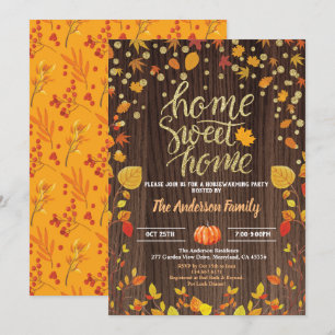 Invitation Fête d'automne au chaud citrouille de bois rustiqu