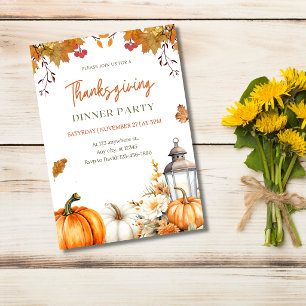 Invitation Fête d'automne citrouille et lanterne