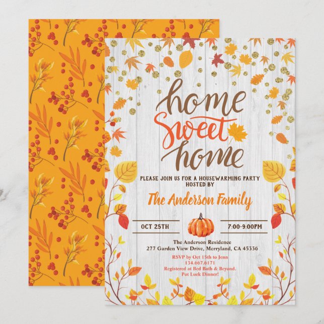 Invitation Fête d'automne en bois rustique couples douche (Devant / Derrière)