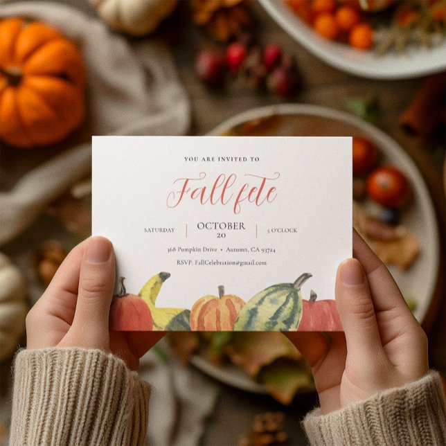 Invitation Fête d'automne Fete Colorés Citrouilles Blanches (Créateur téléchargé)