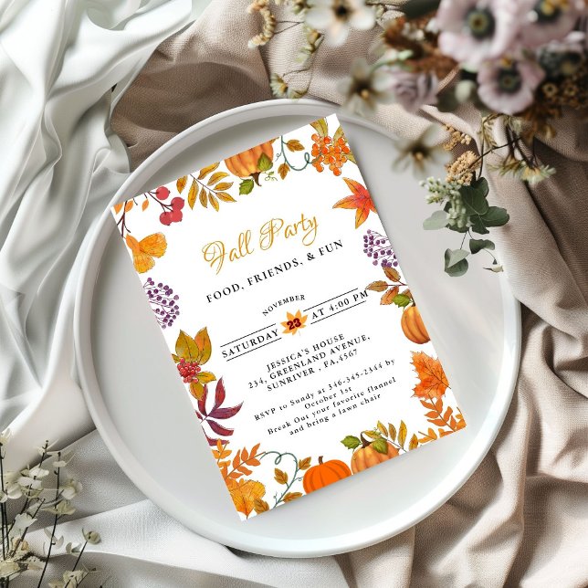 Invitation Fête d'automne fête de feu de quartier (Créateur téléchargé)