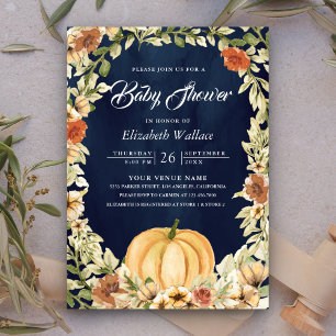 Invitation Fête d'automne terrestre Fleurs de citrouille mari
