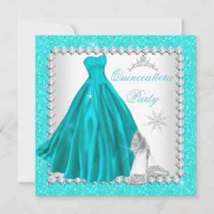 Invitation Fête de 15 ans de Teal Quinceanera Diamant