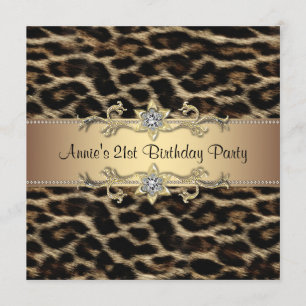 Invitation Fête de 21e anniversaire de Leopard Elégante pour 