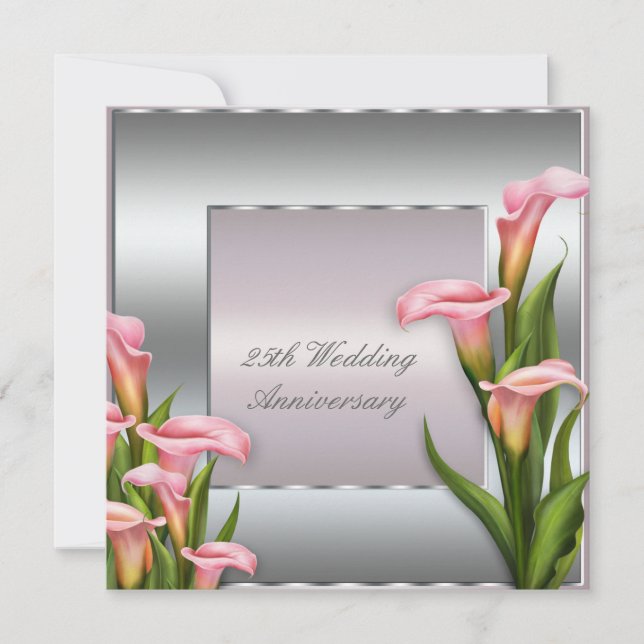 Invitation Fête de 25e anniversaire de mariage au lys calla (Devant)