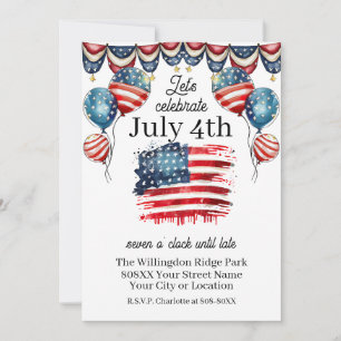 Invitation Fête de 4 juillet patriotique
