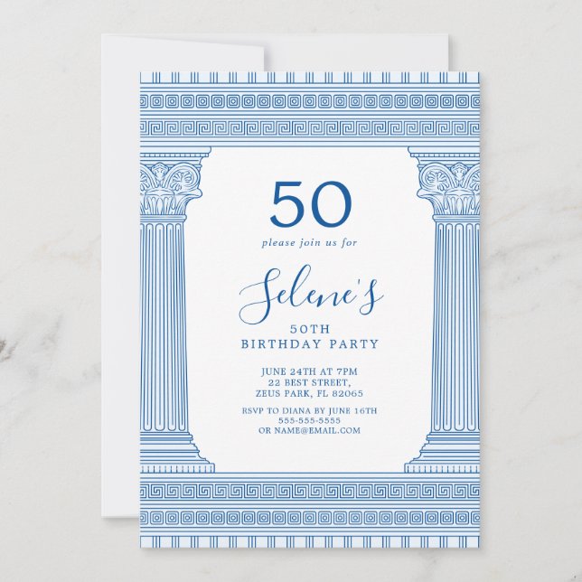 Invitation Fête de 50ème anniversaire avec une couleur person (Devant)