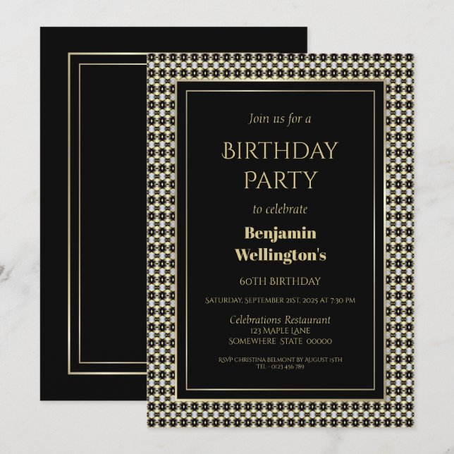 Invitation Fête de 60e anniversaire de la frontière décorativ (Devant / Derrière)