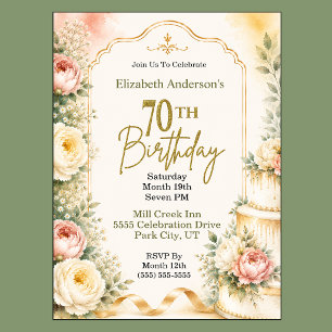 Invitation Fête de 70e anniversaire Belle Pivoine