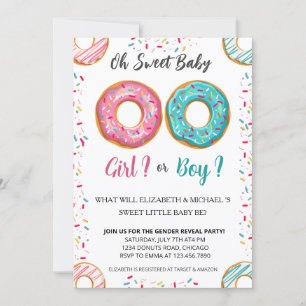 Invitation Fête de Baby shower à thème de Donut révélateur de