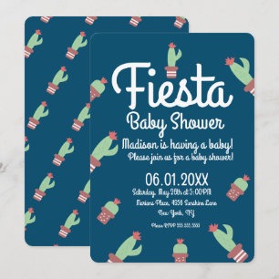Invitation Fête de Baby Shower avec une bordure de cactus mod