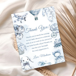 Invitation Fête de Baby Shower Bleu Toile De Jouy