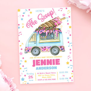 Invitation Fête de Baby shower de fille à la crème glacée