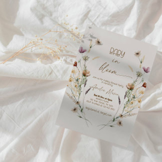 Invitation Fête de Baby Shower Élégante "En Fleur"
