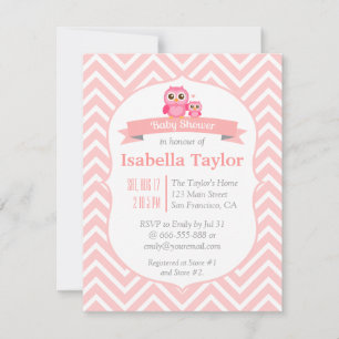 Invitation Fête de Baby Shower élégante pour fille au thème d