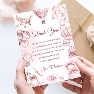 Invitation Fête de Baby Shower Fille Rose Toile De Jouy
