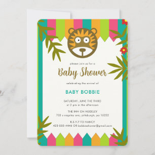 Invitation Fête de Baby shower unique à thème de la jungle
