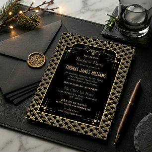 Invitation Fête de Bachelor Art Déco Vintage des Années 1920