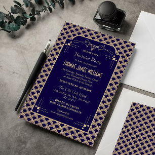Invitation Fête de Bachelor Art Déco Vintage des Années 1920