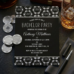Invitation Fête de Bachelor Las Vegas Jetons de Poker Paillet