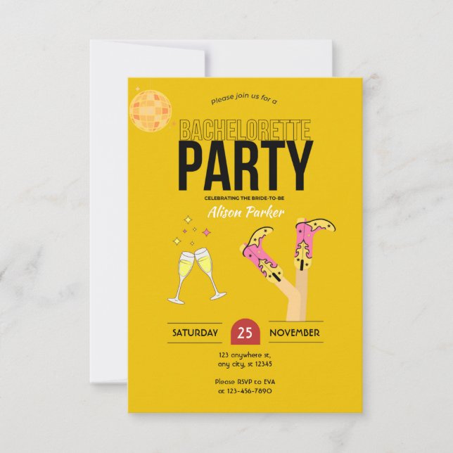 Invitation Fête de bachelorette (Devant)