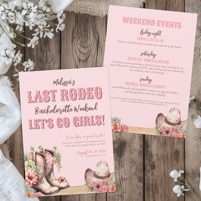 Invitation Fête de bachelorette (Last Rodeo Cowgirl Bachelorette Party Invitation)
