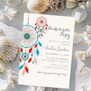 Invitation Fête de Bachelorette attrape-rêves à plumes tribal
