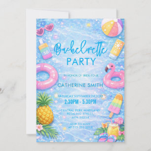Invitation Fête de Bachelorette au bord de la piscine avec Ét