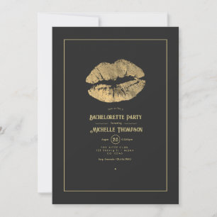 Invitation Fête de Bachelorette aux Lèvres Dorées