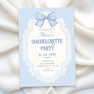 Invitation Fête de bachelorette choquette à ruban bleu