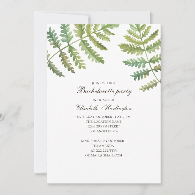 Invitation Fête de bachelorette de bois d'aquarelle (Devant)