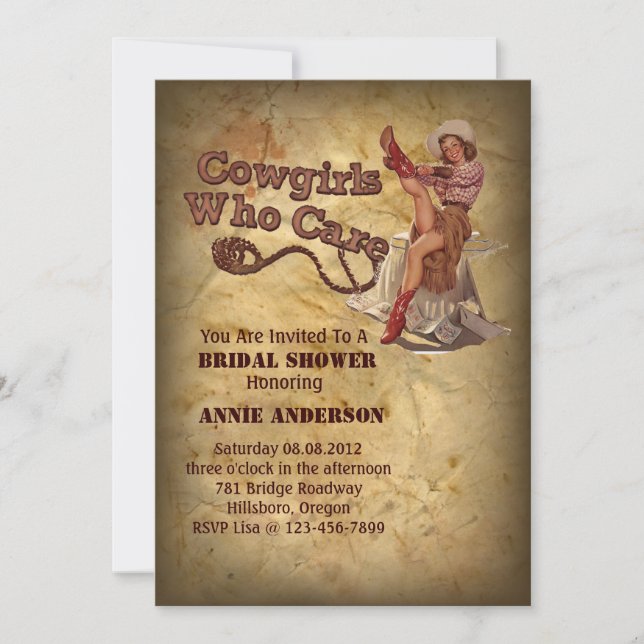 Invitation Fête de bachelorette de cowboy rustique de l'Ouest (Devant)
