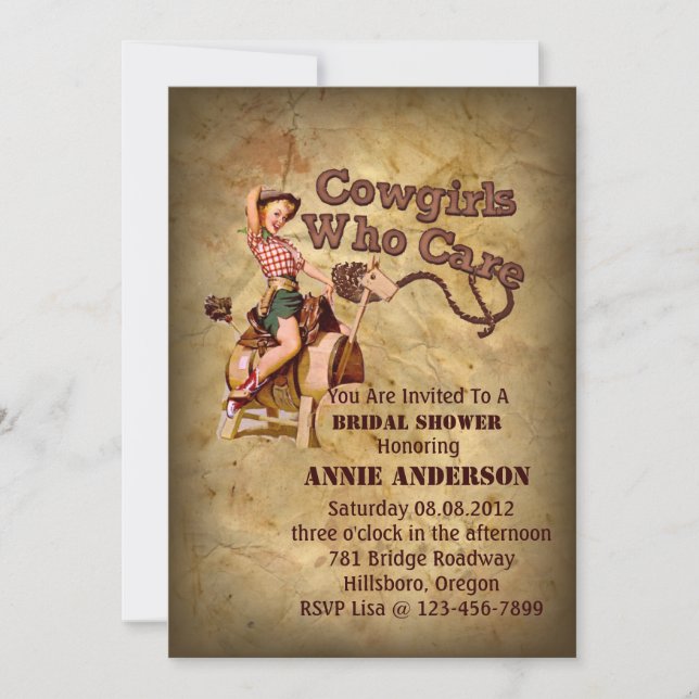 Invitation Fête de bachelorette de cowboy rustique de l'Ouest (Devant)