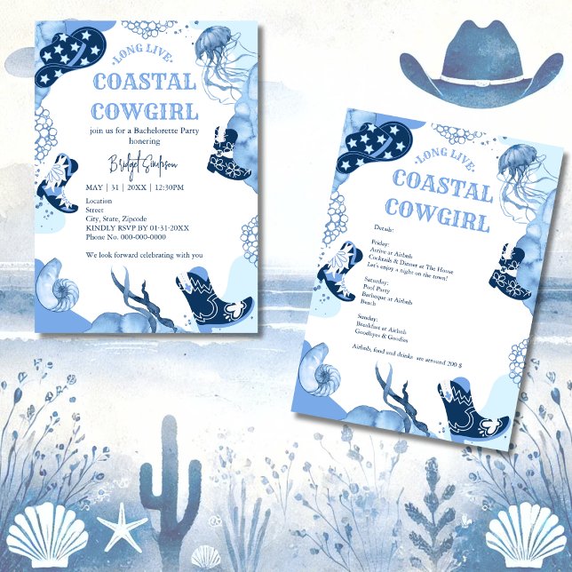 Invitation fête de bachelorette de la côte bleue (Créateur téléchargé)