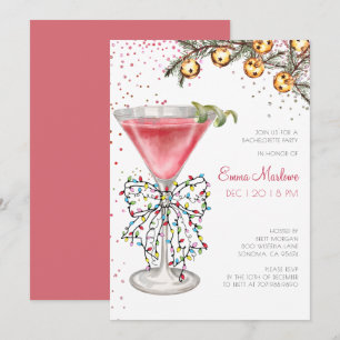 Invitation Fête de Bachelorette de la Saison de Noël avec Coc