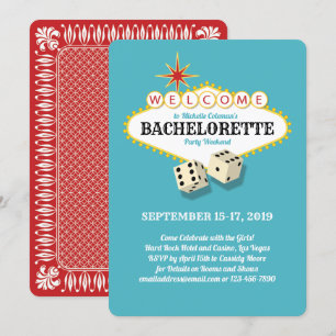 Invitation Fête de bachelorette de Las Vegas Turquoise