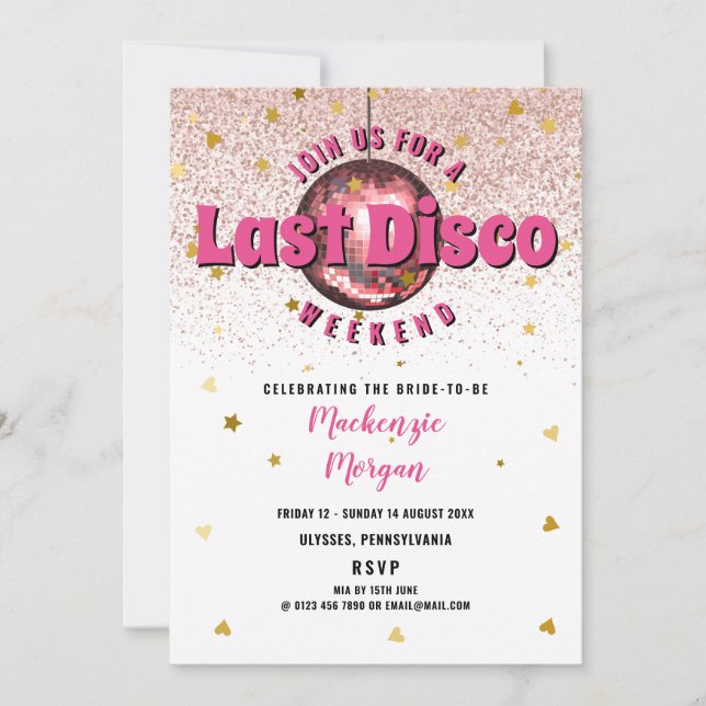 Invitation Fête de Bachelorette du week-end de la discothèque (Devant)