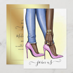 Invitation Fête de Bachelorette Fashionista Rose et Or