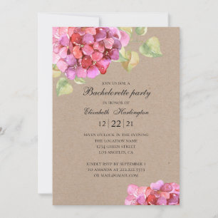 Invitation Fête de bachelorette florale rustique. Fleurs rose
