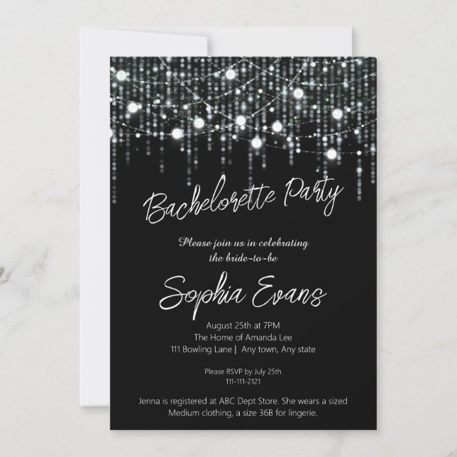 Invitation Fête de Bachelorette Noir & Blanc (Devant)