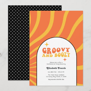 Invitation Fête de Bachelorette Rétro Groovy et Apéritive