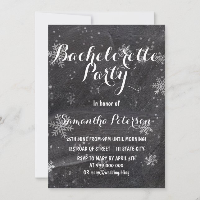 Invitation Fête de bachelorte de snowboard d'hiver moderne (Devant)