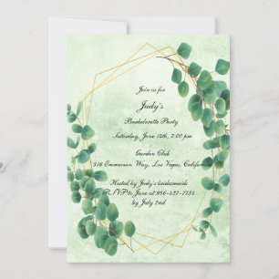 Invitation Fête de Bachelorte Feuille de l'Eucalyptus géométr