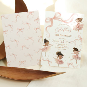 Invitation Fête de Ballerine Rose Pâle