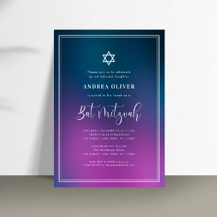 Invitation Fête de Bar Mitzvah avec un dégradé de bleu violet