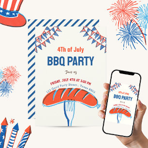 Invitation Fête de barbecue de la fête de l'Indépendance du 4