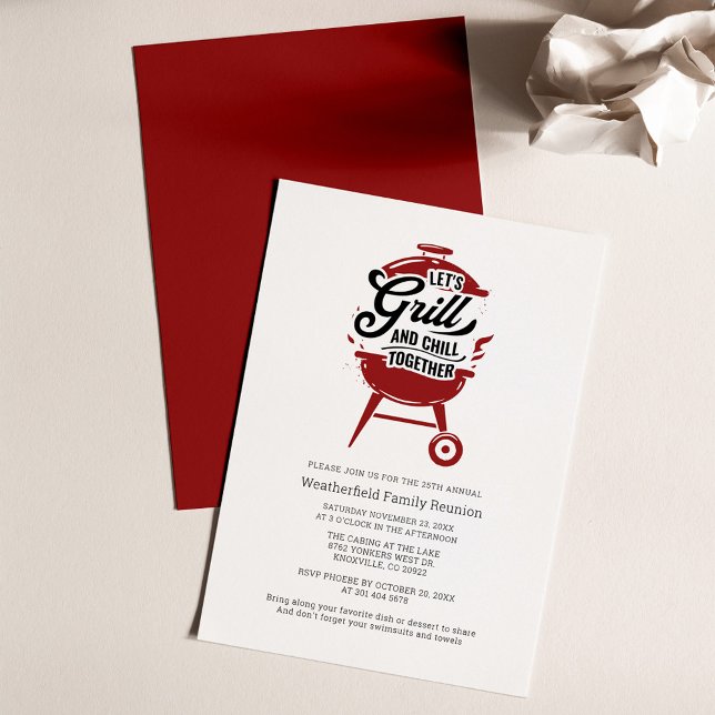 Invitation Fête de barbecue de réouverture familiale estivale (Lets Grill and Chill Summer Family Summer Cookout Invitation)