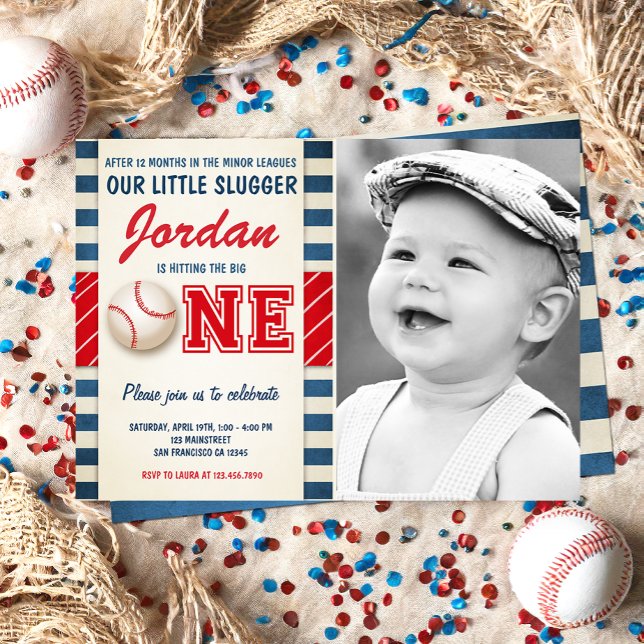 Invitation Fête de baseball Slugger Rookie Sports Boy Anniver (Créateur téléchargé)