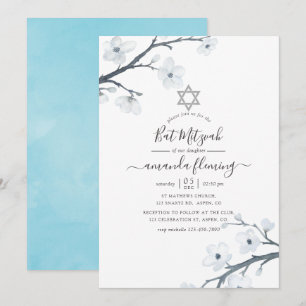 Invitation Fête de Bat Mitsva sous les fleurs de cerisier
