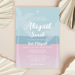 Invitation Fête de Bat Mitzvah Palmiers de Plage Tropicaux Ro